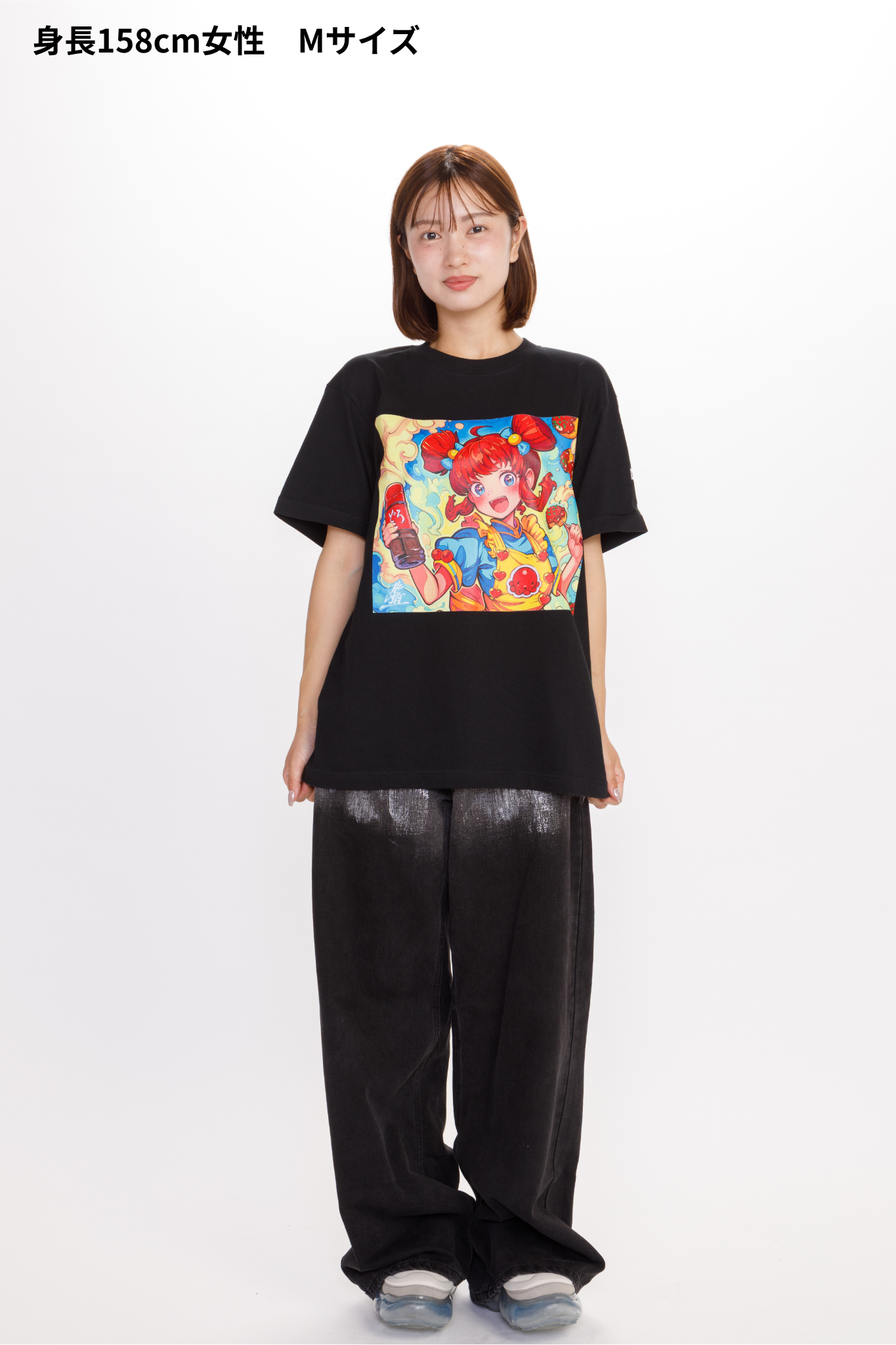 どろソースTシャツ × こたこちゃん　黒（WOMEN）