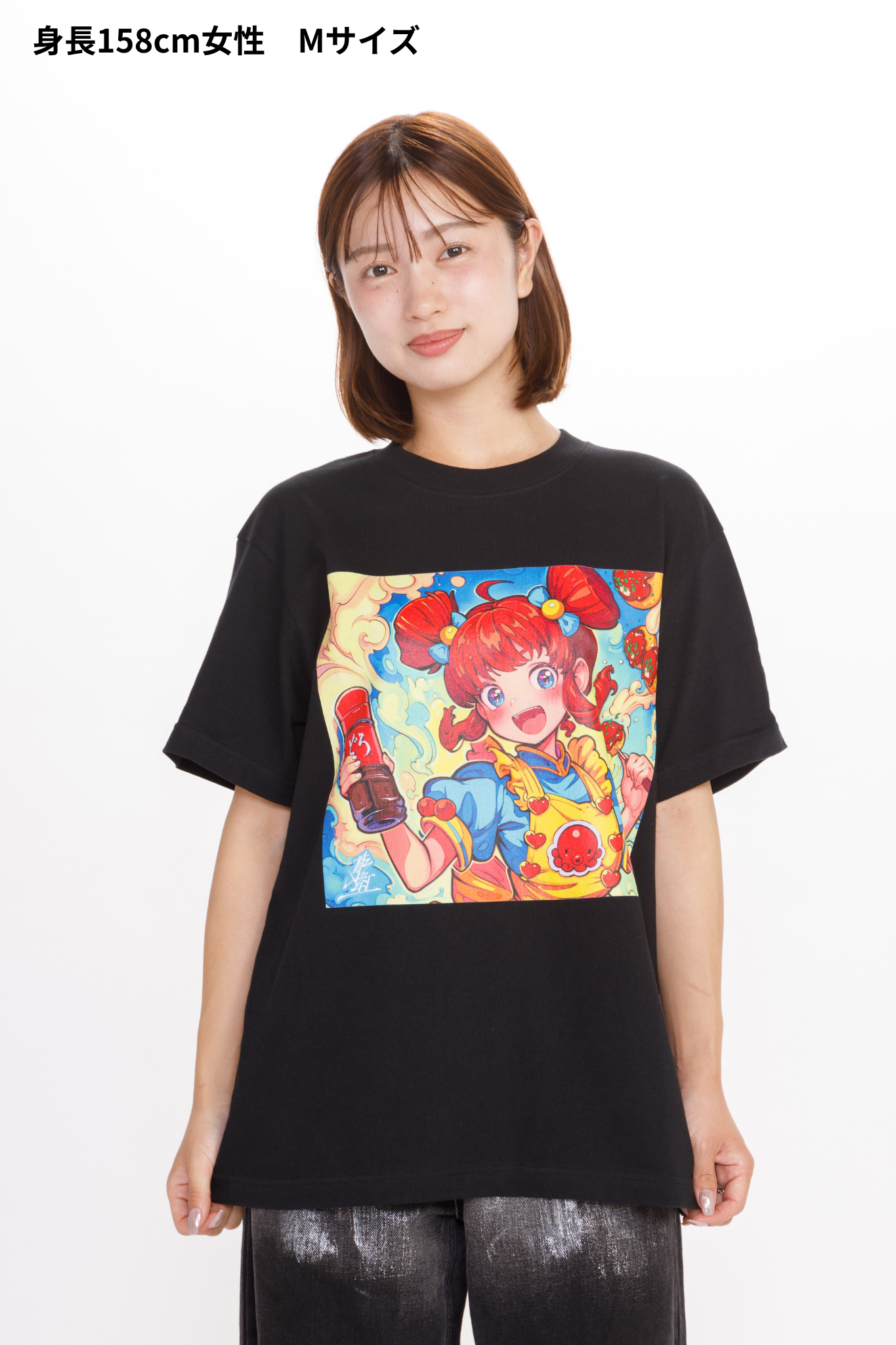 どろソースTシャツ × こたこちゃん　黒（WOMEN）