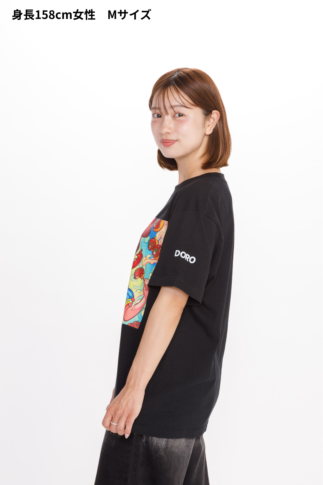 どろソースTシャツ × こたこちゃん　黒（WOMEN）